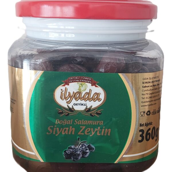 360 g Pet Geyikli Yöresinden Gemlik Tipi Siyah Zeytin (XS-2XS)